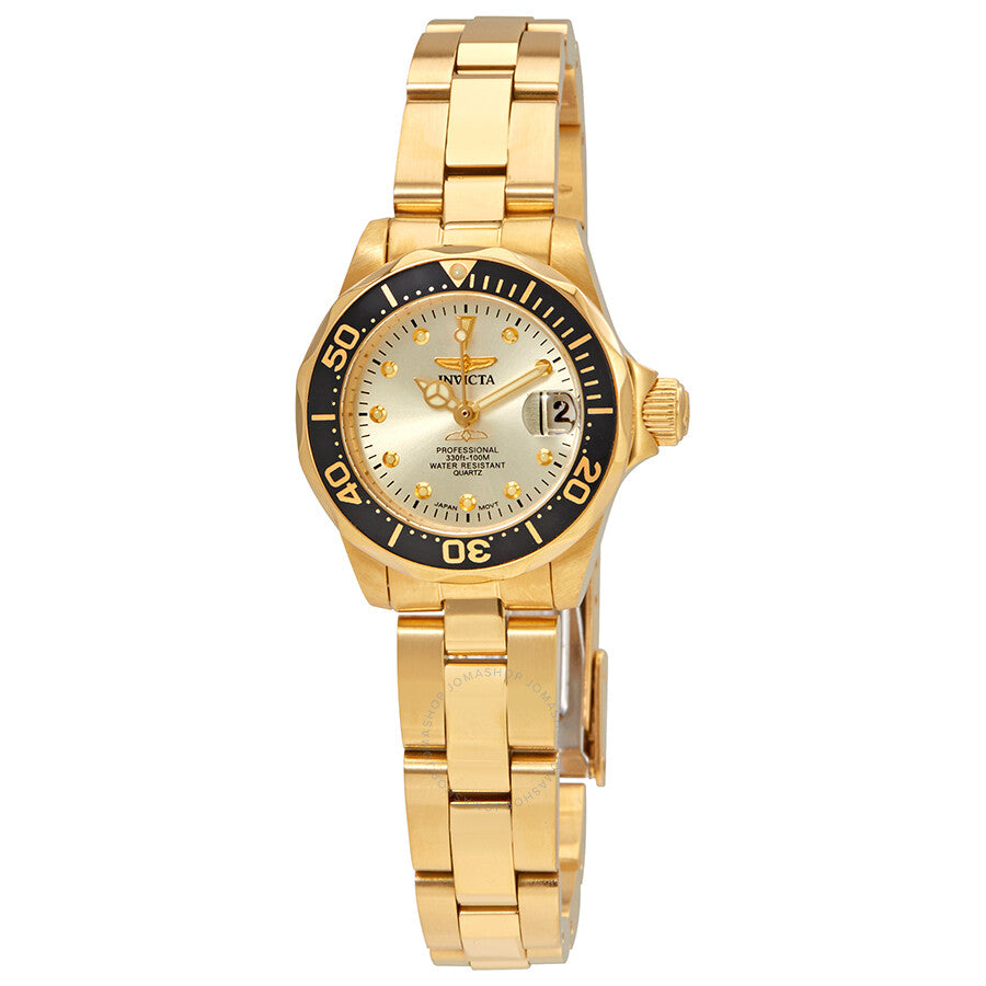 Invicta Pro Diver Champagne Dial 18kt Gold-plated Ladies Watch 17038 - Dawson Watches