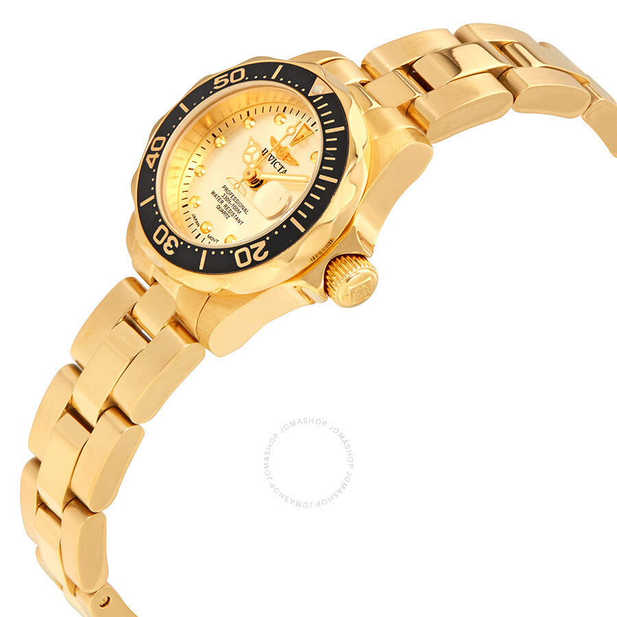 Invicta Pro Diver Champagne Dial 18kt Gold-plated Ladies Watch 17038 - Dawson Watches #2