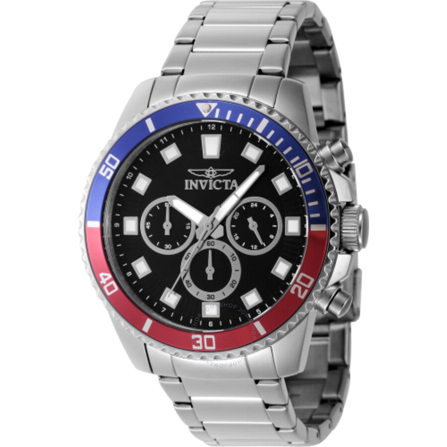 Invicta Pro Diver Chronograph GMT Quartz Black Dial Pepsi Bezel Men's Watch 46053 - Dawson Watches