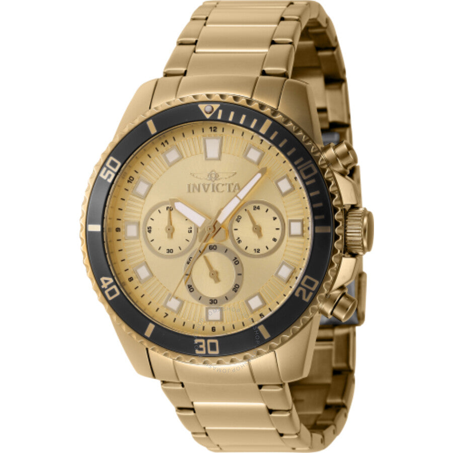 Invicta Pro Diver Chronograph GMT Quartz Gold Dial Men's Watch 46057 - Dawson Watches