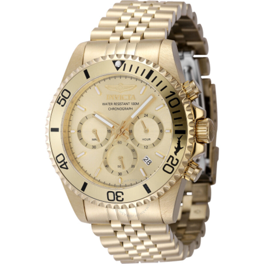 Invicta Pro Diver Chronograph GMT Quartz Gold Dial Men's Watch 48382 - Dawson Watches