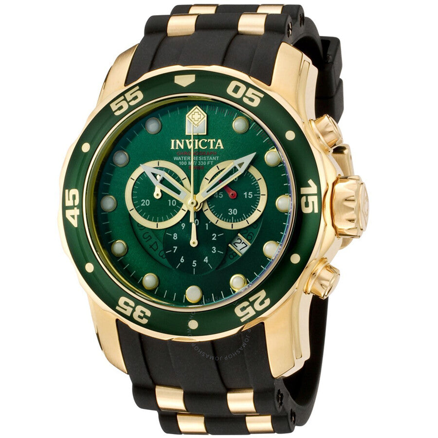 Invicta Pro Diver Chronograph Green Dial Black Polyurethane Men's Watch 6984 - Dawson Watches