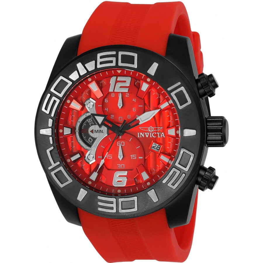 Invicta Pro Diver Chronograph Quartz Red Dial Men's Watch 24161 - Dawson Watches