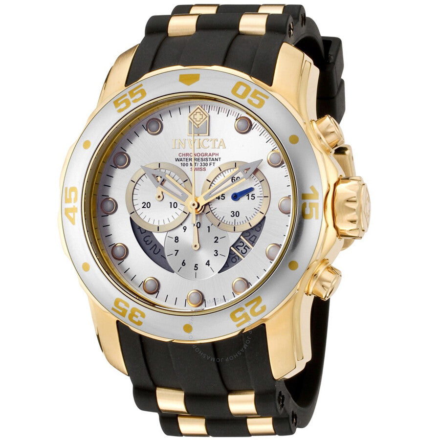 Invicta Pro Diver Chronograph Silver Dial Black Polyurethane Men's Watch 6985 - Dawson Watches