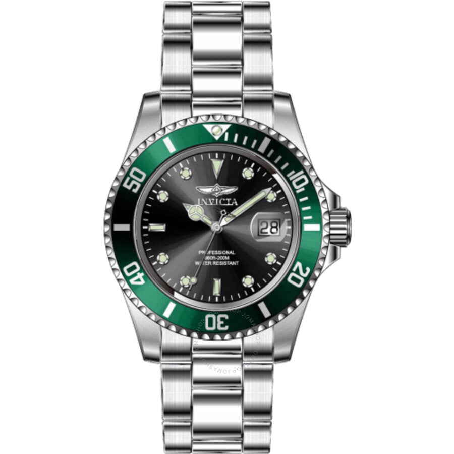 Invicta Pro Diver Date Quartz Black Dial Green Bezel Men's Watch 47353 - Dawson Watches