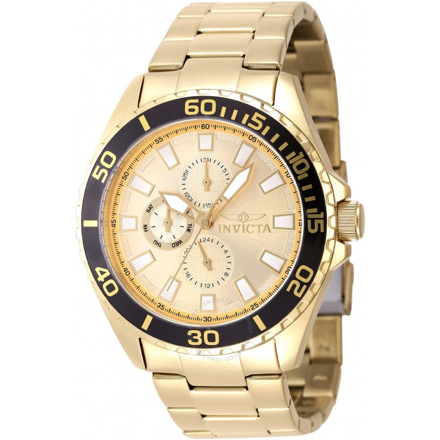 Invicta Pro Diver GMT Date Quartz Gold Dial Men's Watch 47577 - Dawson Watches