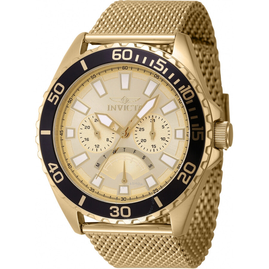 Invicta Pro Diver GMT Retrograde Quartz Gold Dial Men's Watch 46908 - Dawson Watches