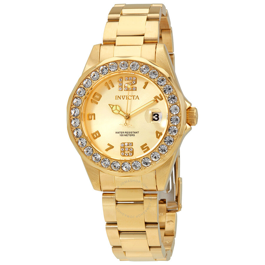 Invicta Pro Diver Pro Diver  Champagne Dial 18kt Gold-plated Ladies Watch 21397 - Dawson Watches