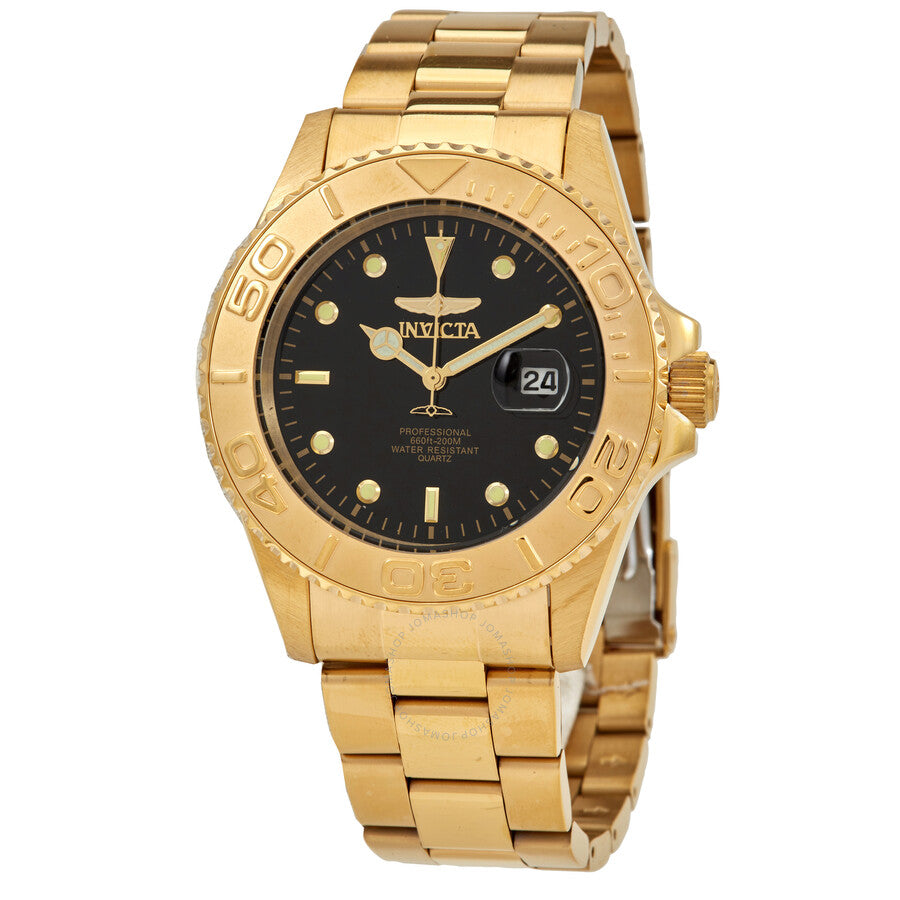 Invicta Pro Diver Quartz Black Dial Yellow Gold-tone Men's Watch 29946 - Dawson Watches