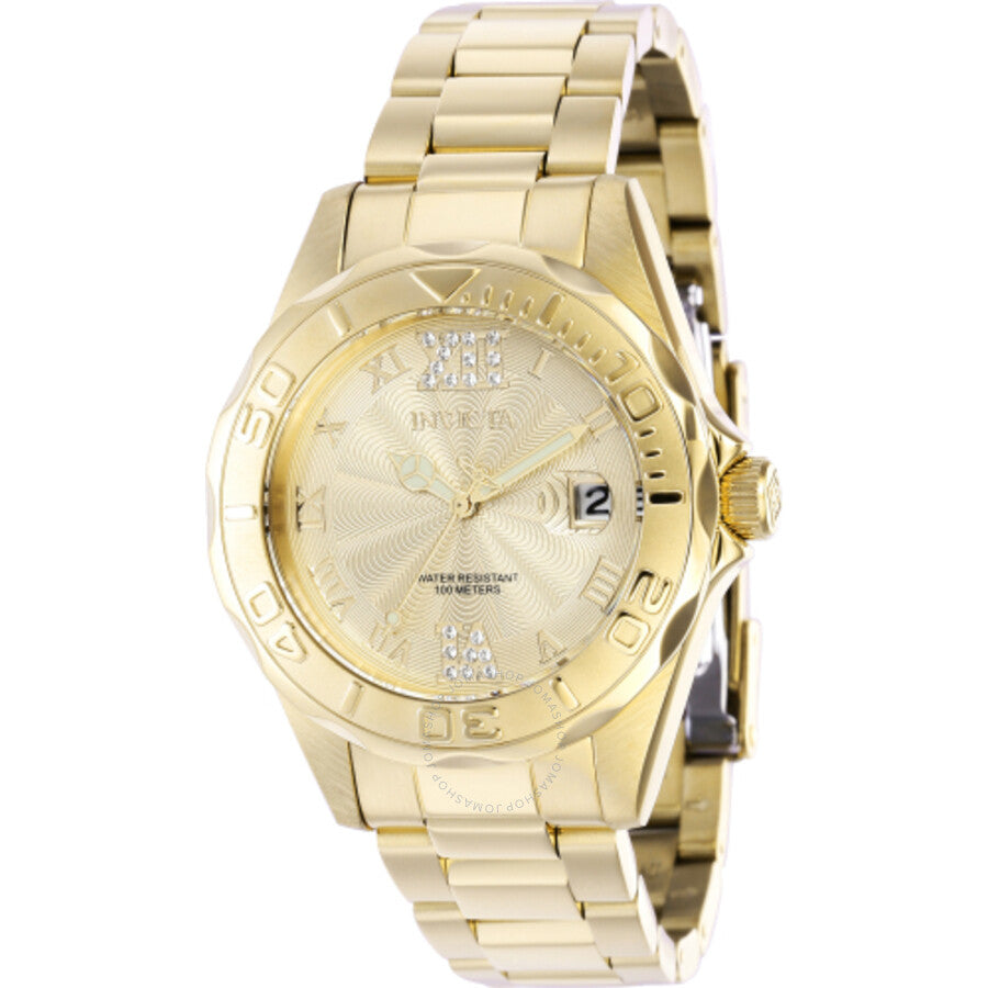 Invicta Pro Diver Quartz Gold Dial Ladies Watch 42739 - Dawson Watches