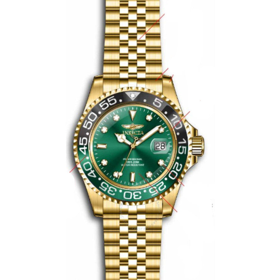 Invicta Pro Diver Quartz Green Dial Sprite Bezel Men's Watch 36044 - Dawson Watches #2
