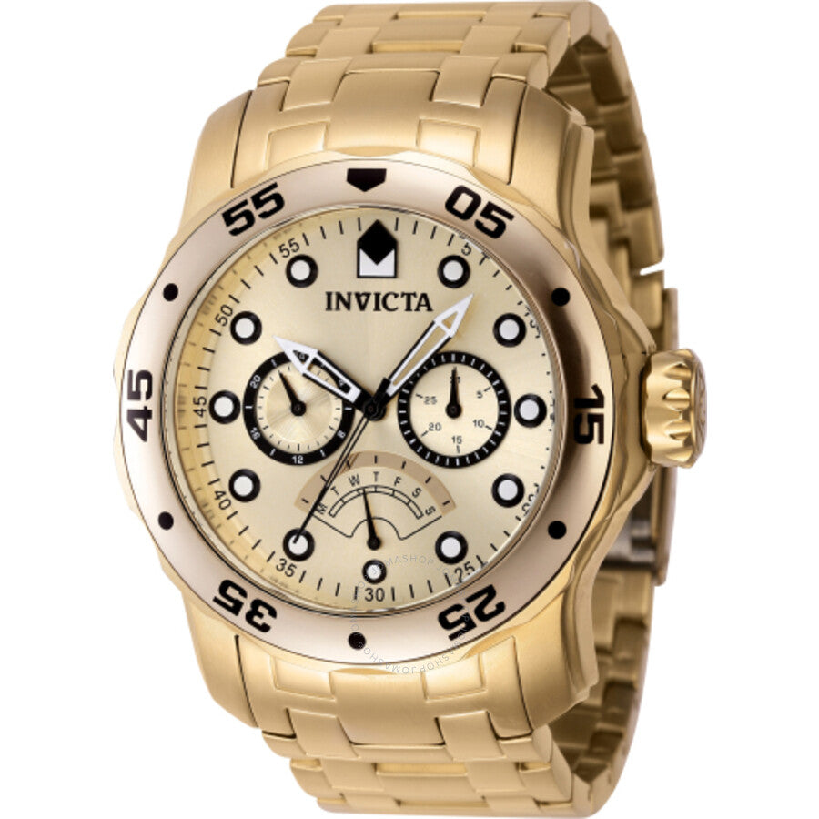 Invicta Pro Diver Retrograde GMT Quartz Gold Dial Men's Watch 46997 - Dawson Watches