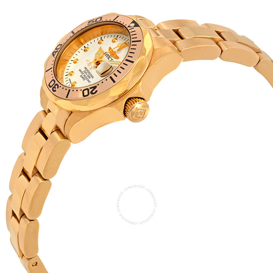 Invicta Pro Diver White Dial Gold-plated Ladies Watch 17037 - Dawson Watches #2