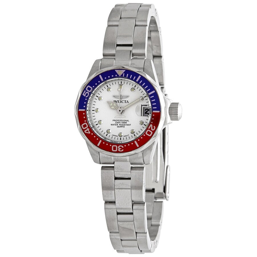 Invicta Pro Diver White Dial Stainless Steel Pepsi Bezel Ladies Watch 17033 - Dawson Watches