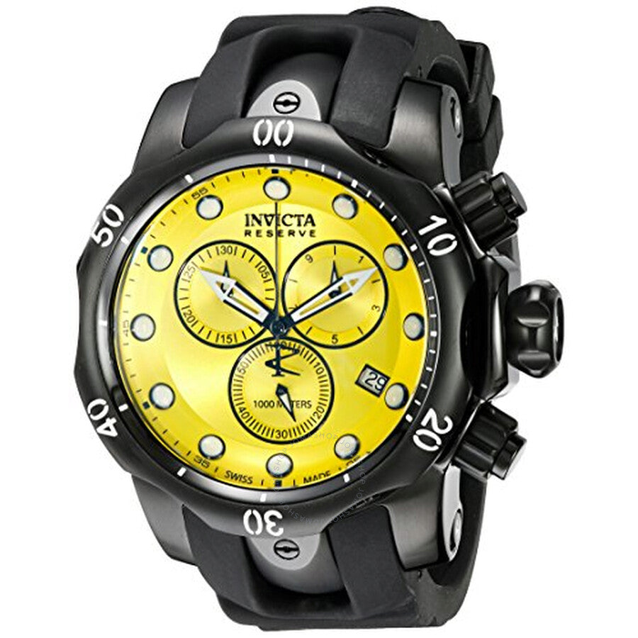 Invicta Reserve Chronograph Yellow Dial Black Rubber Men's Watch 5736 - Dawson Watches
