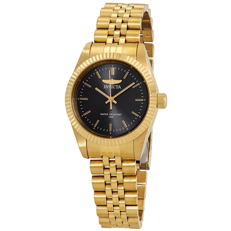 Invicta Specialty Black Dial Yellow Gold-tone Ladies Watch 29406 - Dawson Watches