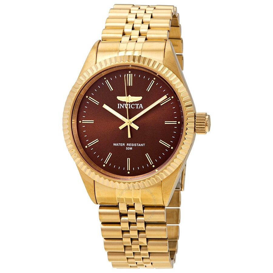Invicta Specialty Brown Dial Yellow Gold-tone Men's Watch 29387 - Dawson Watches