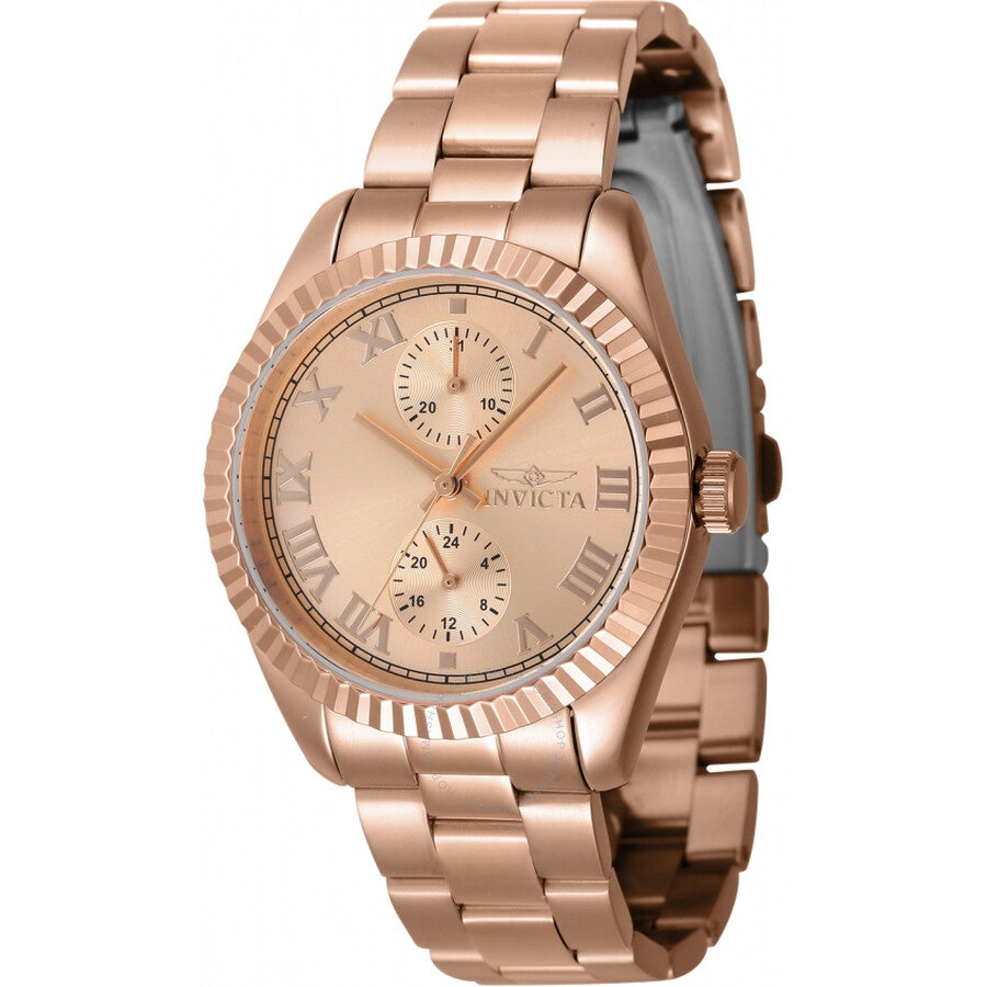 Invicta Specialty Date GMT Quartz Rose Gold Dial Ladies Watch 47447 - Dawson Watches