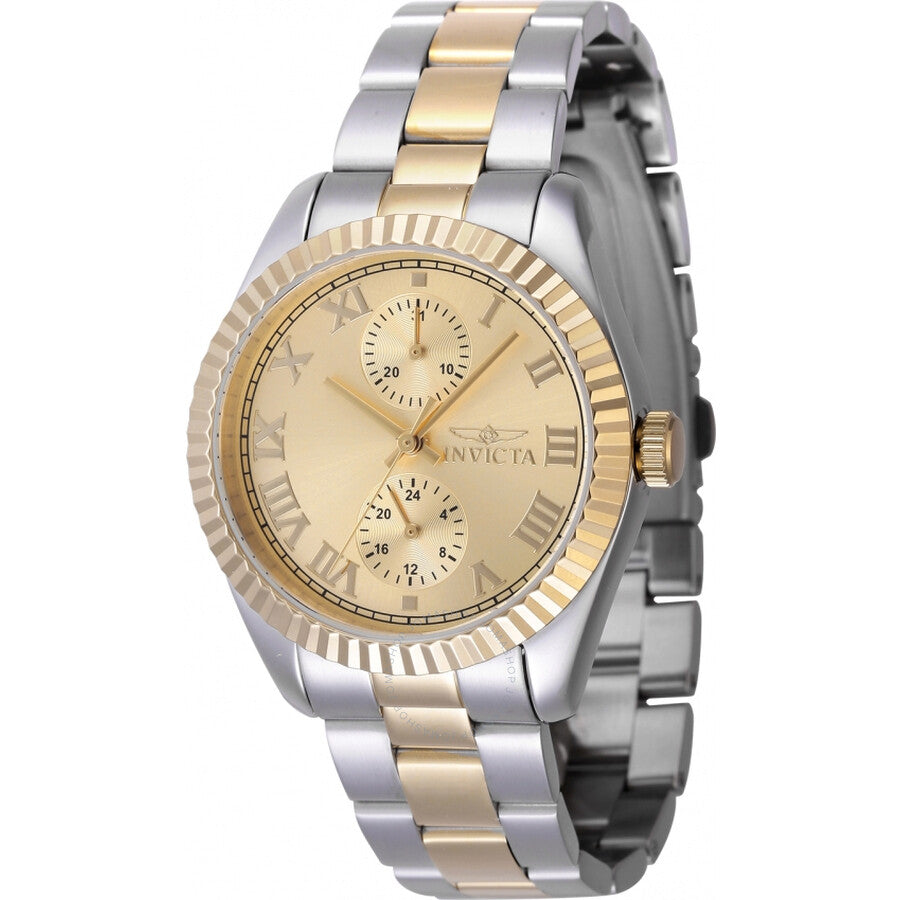 Invicta Specialty GMT Quartz Gold Dial Ladies Watch 47442 - Dawson Watches