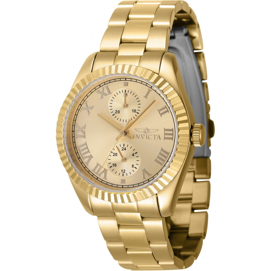 Invicta Specialty GMT Quartz Gold Dial Ladies Watch 47445 - Dawson Watches