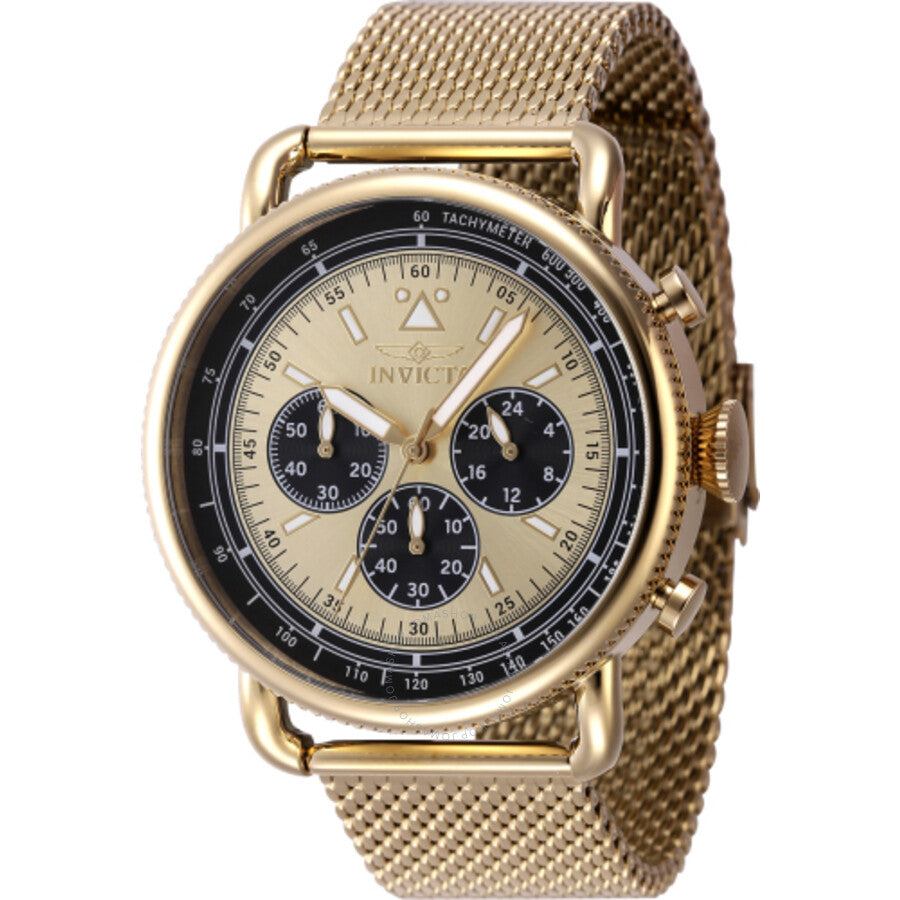 Invicta Speedway Zager Exclusive Chronograph Quartz Gold Dial Men's Watch 47360 - Dawson Watches