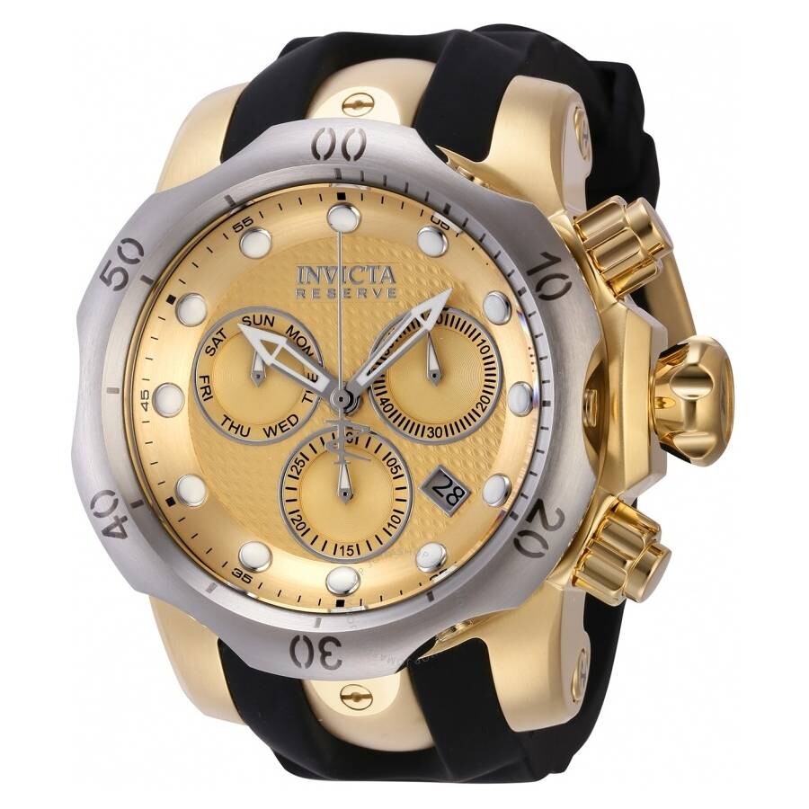 Invicta Venom Champagne Dial Black Polyurethane Gold Ion-plated Men's Watch 16151 - Dawson Watches
