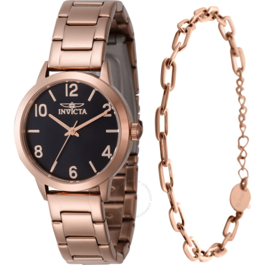 Invicta Wildflower Quartz Black Dial Ladies Watch 47272 With Bracelet - Dawson Watches
