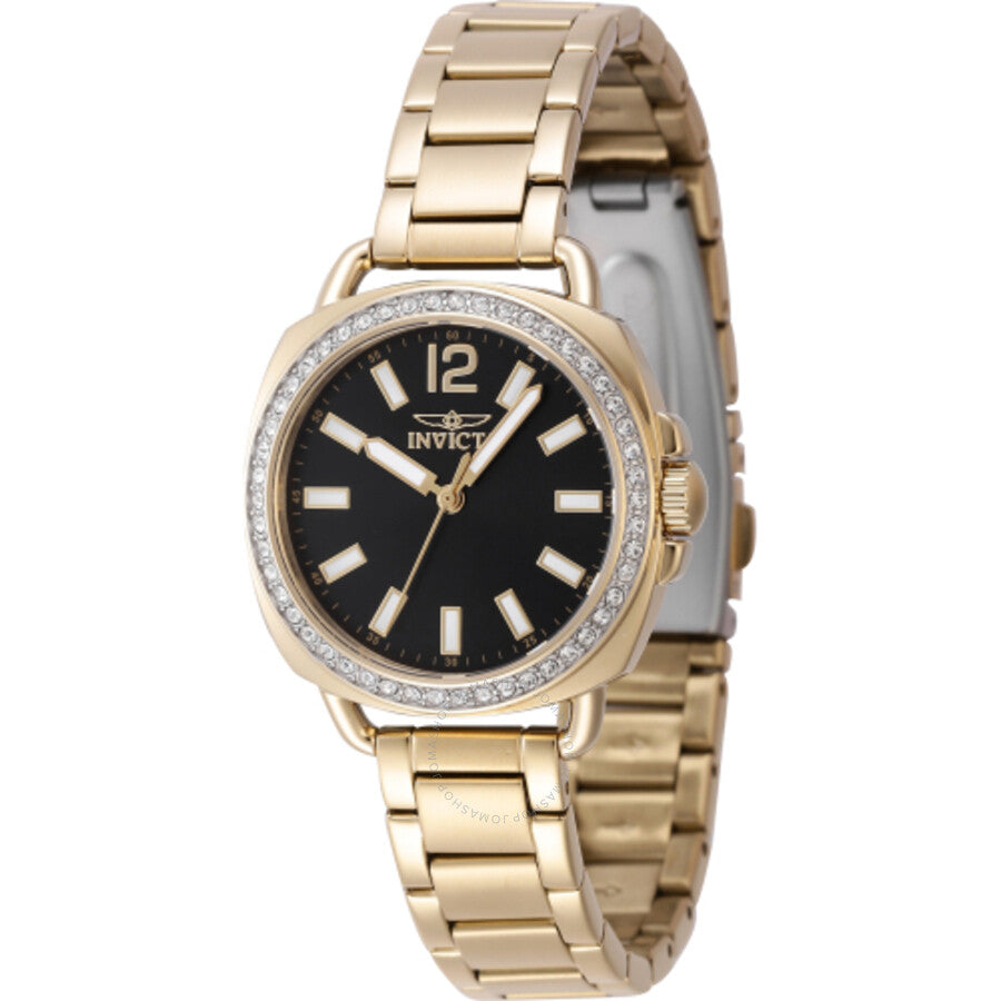 Invicta Wildflower Quartz Crystal Black Dial Ladies Watch 47328 - Dawson Watches