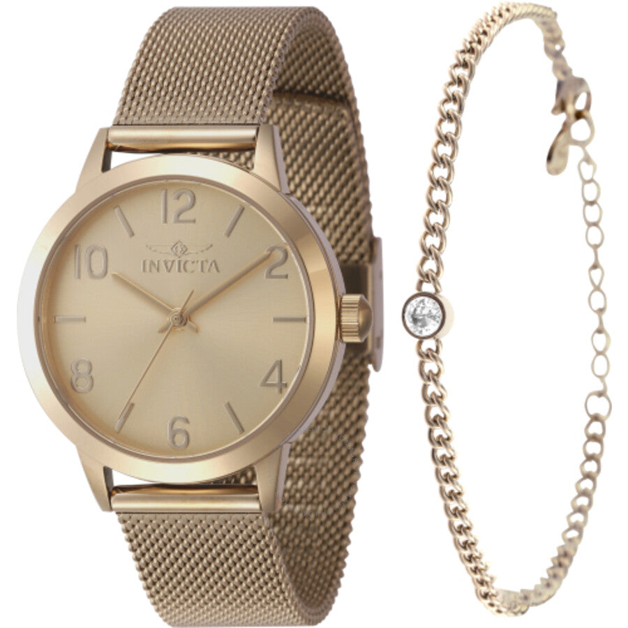 Invicta Wildflower Quartz Gold Dial Ladies Watch 47275 With Bracelet - Dawson Watches