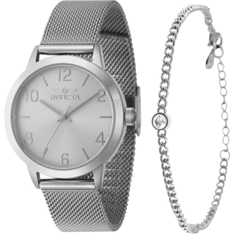 Invicta Wildflower Quartz Silver Dial Ladies Watch 47274 With Bracelet - Dawson Watches