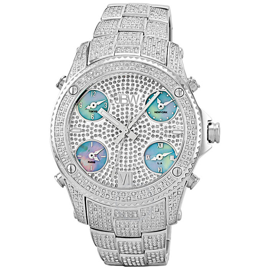 JBW Jet Setter Stainless Steel Diamond Multiple Time-Zone Men's Watch JB-6213-C - Dawson Watches