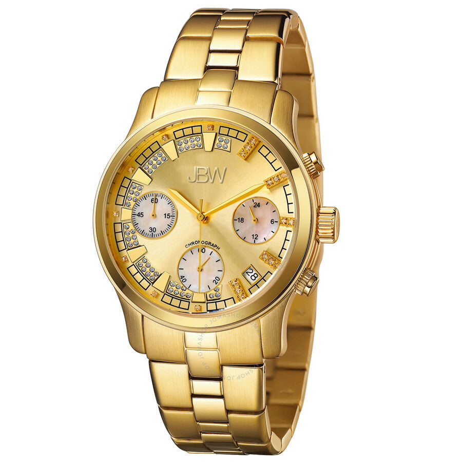 JBW Muse Chronograph Quartz Diamond Gold Dial Unisex Watch JB-6217-E - Dawson Watches
