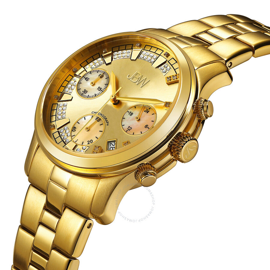 JBW Muse Chronograph Quartz Diamond Gold Dial Unisex Watch JB-6217-E - Dawson Watches #2