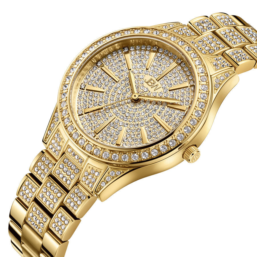 JBW Cristal 34 Quartz Diamond Gold Dial Ladies Watch J6383A - Dawson Watches #2