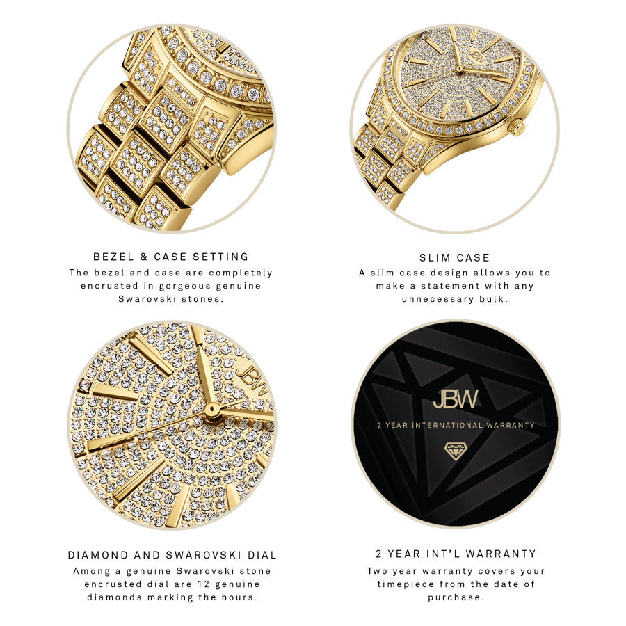 JBW Cristal 34 Quartz Diamond Gold Dial Ladies Watch J6383A - Dawson Watches #4