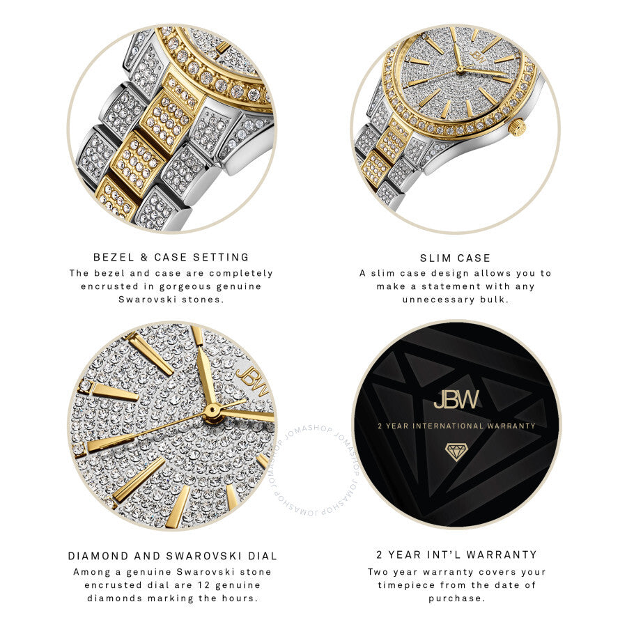 JBW Cristal 34 Quartz Diamond Gold Dial Ladies Watch J6383D - Dawson Watches #4