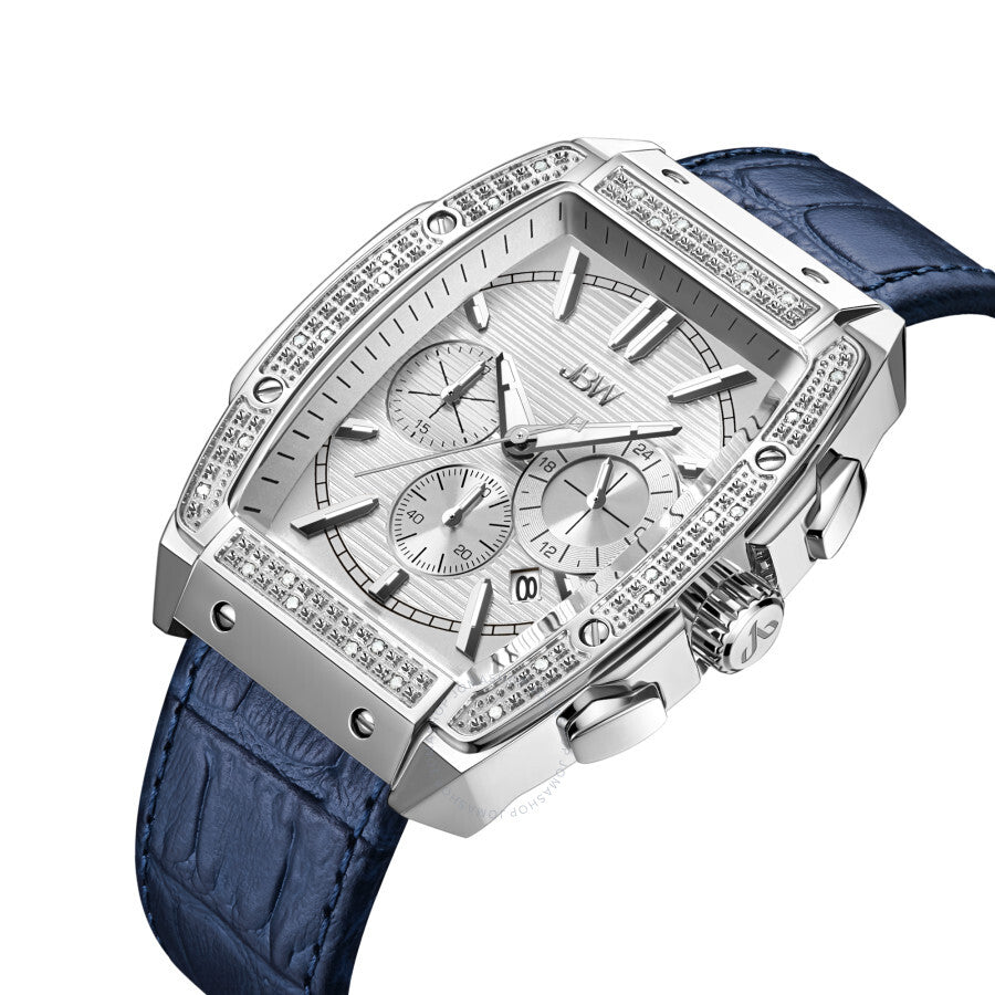 JBW Echelon Quartz Silver Dial Blue Leather Men's Watch J6379C - Dawson Watches #2