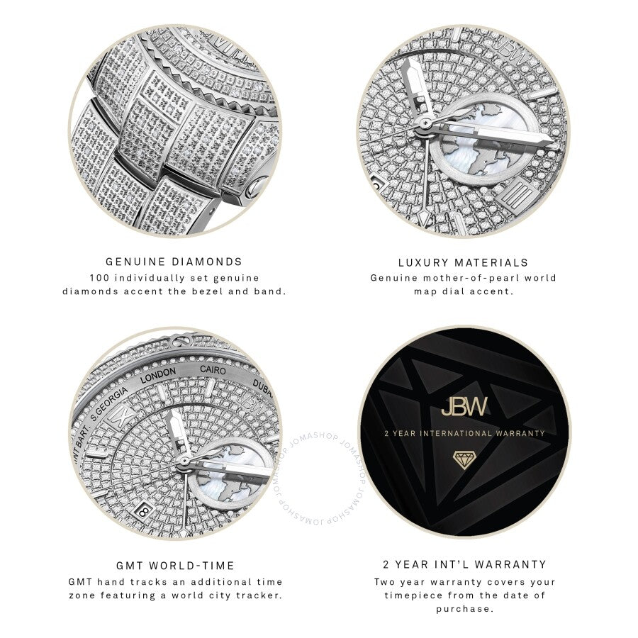 Jbw Jet Setter GMT Quartz Diamond Silver Dial Men's Watch J6370B - Dawson Watches #4