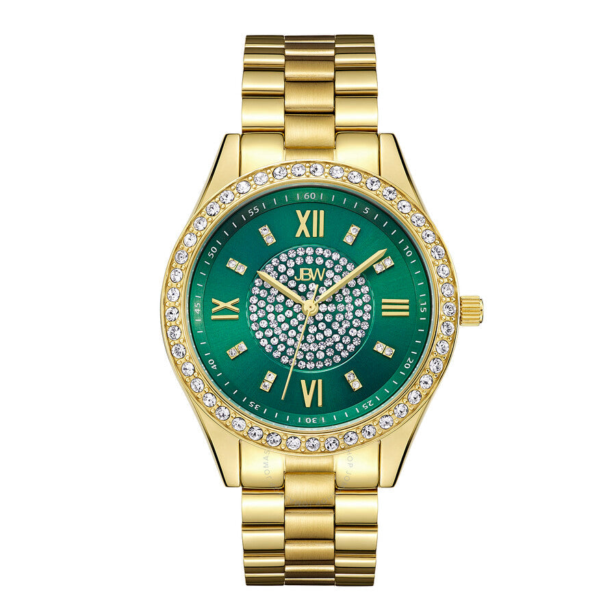 JBW Mondrian Green Diamond Dial 18kt Gold-plated Ladies Watch J6303E - Dawson Watches