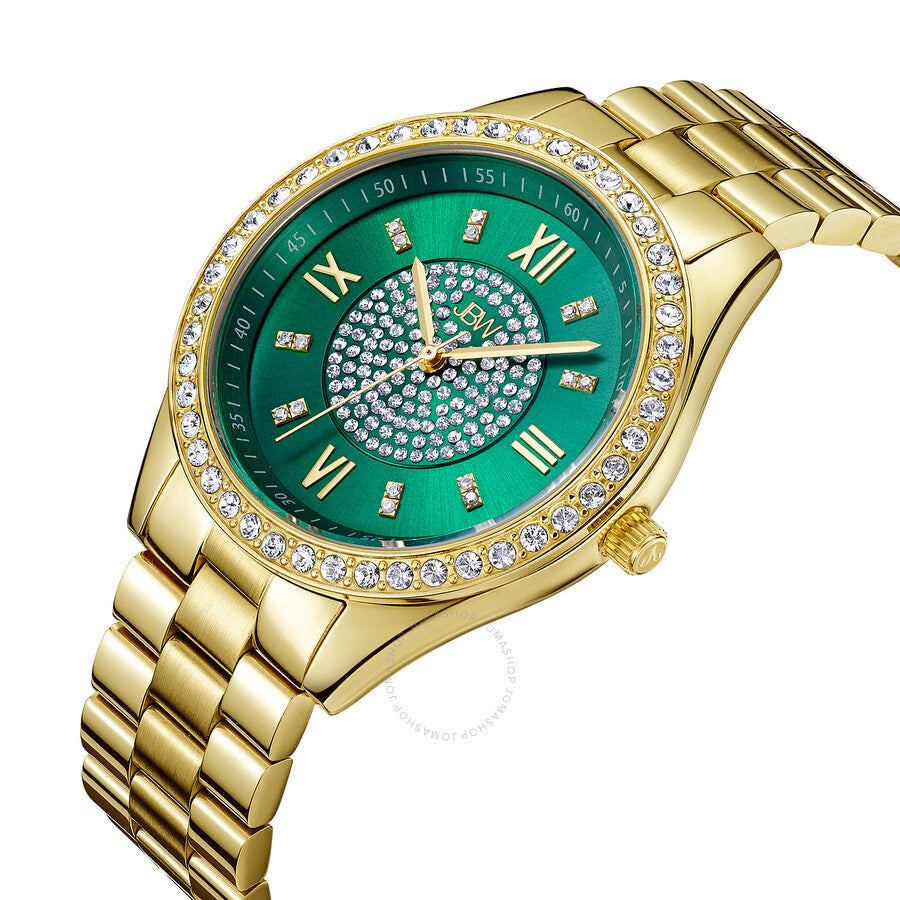 JBW Mondrian Green Diamond Dial 18kt Gold-plated Ladies Watch J6303E - Dawson Watches #2
