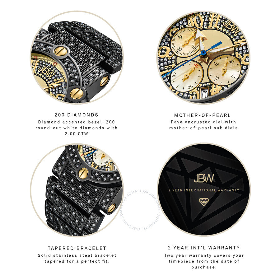 JBW Phantom Chronograph Quartz Diamond Black Dial Men's Watch JB-6215-200-C - Dawson Watches #4