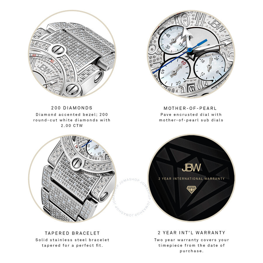 JBW Phantom Chronograph Quartz Diamond Silver Dial Men's Watch JB-6215-200-B - Dawson Watches #4