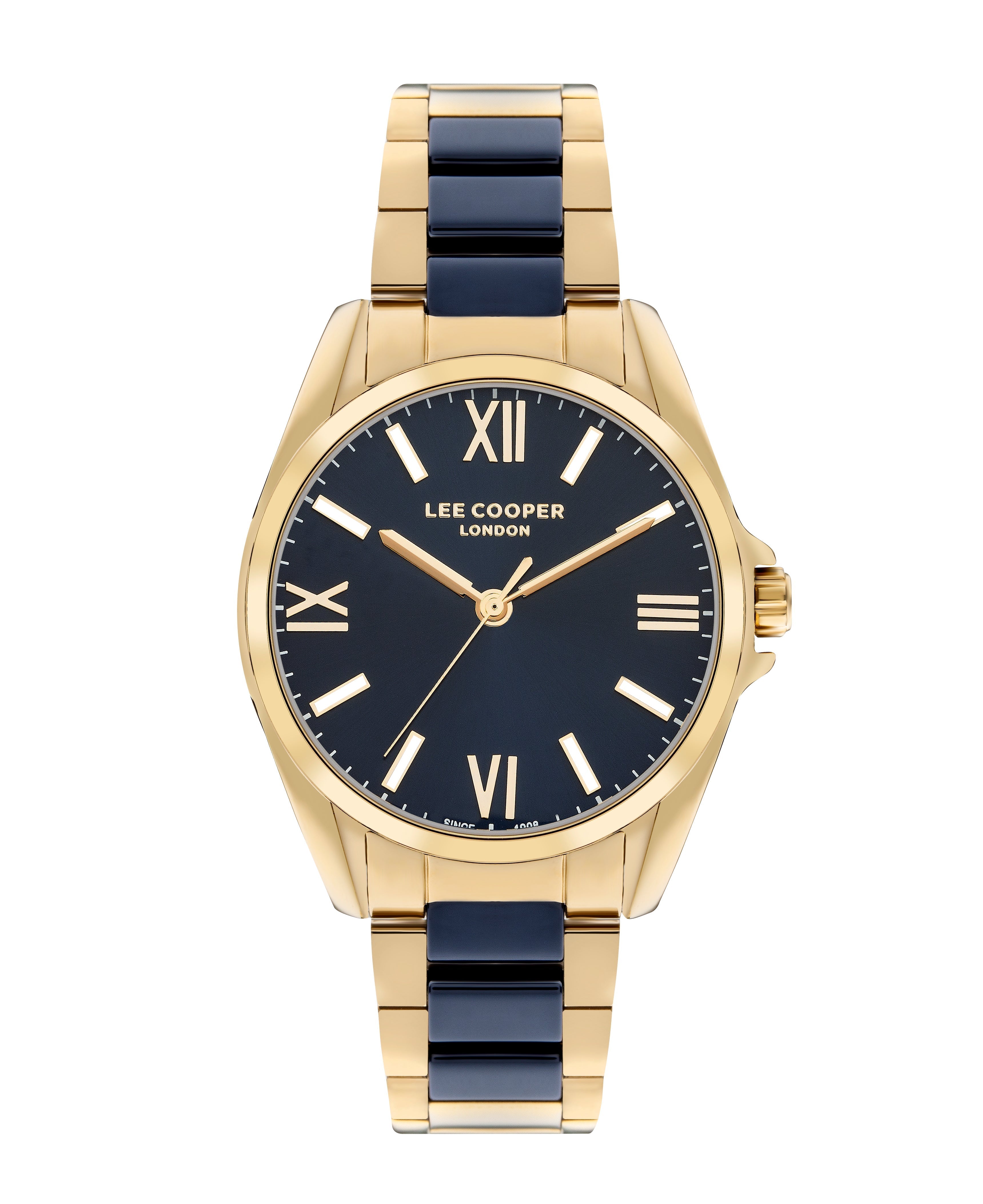 Lee Cooper Women’s 34 MM Gold Analog Navy Blue Dial Watch – LC07873.270 - Watch