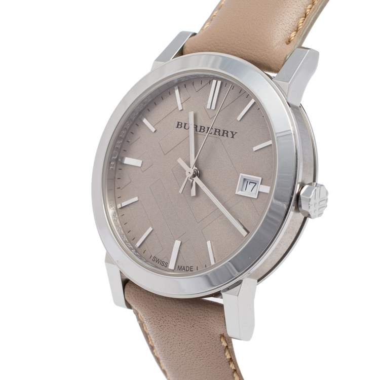 Burberry Men's Large Check Tan Leather Strap Men's Watch BU9010 - Dawson Watches #2