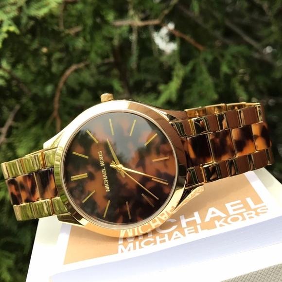 Michael Kors Slim Runway Tortoise-shell Dial Ladies Watch MK4284