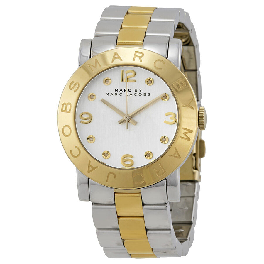 Marc by Marc Jacobs Amy silver dial two-tone ladies watch with gold bezel and steel bracelet