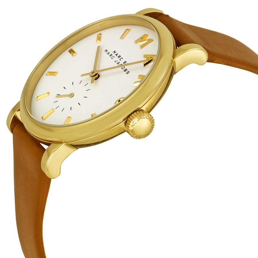 Marc Jacobs Baker White Dial Tan Leather Strap 36.5mm Ladies Watch MBM1316 - Dawson Watches