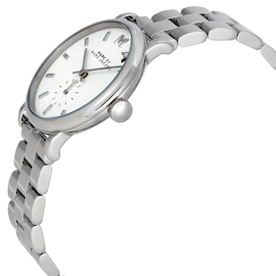 Marc Jacobs Baker White Dial Silver Tone 36.5mm Ladies Watch MBM3242 - Dawson Watches