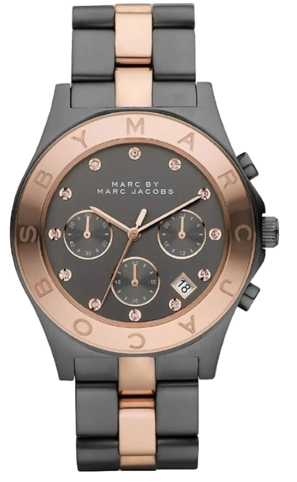 Marc By Marc Jacobs Blade Chronograph Grey Dial Two Tone Watch MBM8583