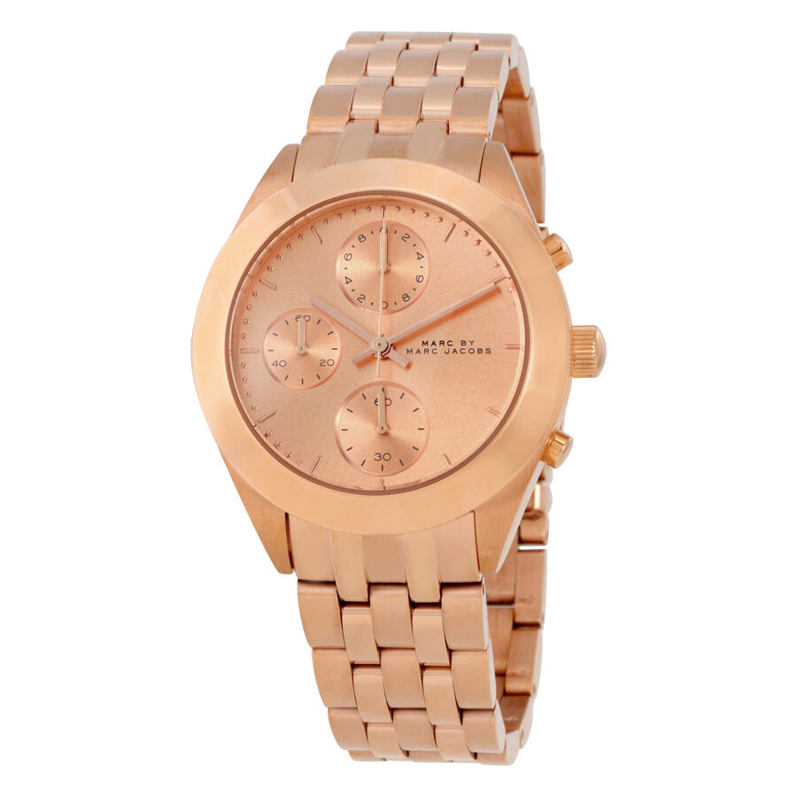 Marc by Marc Jacobs Peeker Chronograph Rose Dial Rose Gold-tone Ladies Watch - BigDaddy Watches